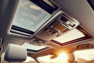 Picture of the interior headliner of a modern car.