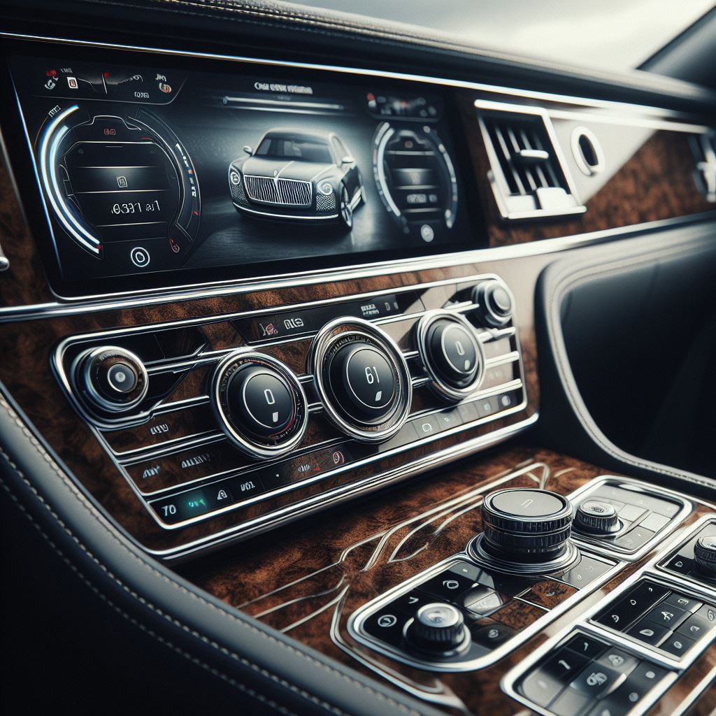 Sleek dashboard interior trim of a luxury car.